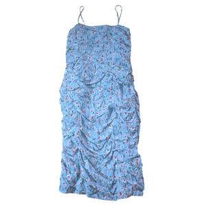 Bardot Women’s Ruched Blue Floral Midi Dress Size: 12
